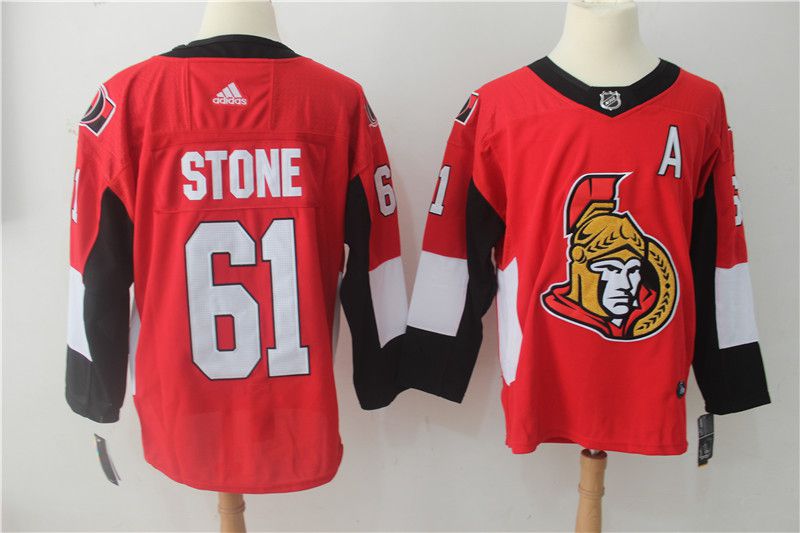 Men Ottawa Senators #61 Stone red Adidas Hockey Stitched NHL Jerseys